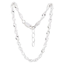 7K Women's 925 Silver Bracelet, Bracelet, Singapore Chain, Women's Jewellery, Fashion Jewellery Gifts for Girlfriend, Women, Girls and Men, 18 + 1.5 cm, 3 mm, Sterling Silver, Without Stone