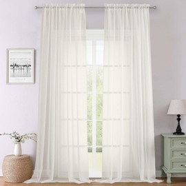 Lecloud - Cortinas traslúcidas de color marfil de 108 pulgadas de largo, 2 paneles, cortinas transparentes extra anchas de gasa lisa, cortinas elegantes para ventana de filtrado de luz para sala de