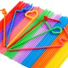 100 Pcs Colorful Flexible Plastic Straws, Disposable Bendy Straws, 10.2"