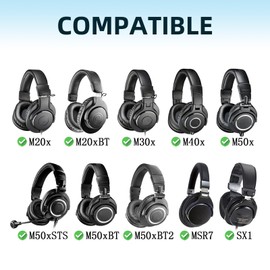 MusiDianTang Earpads Replacement for Audio Technica ATH M50X M50XBT M50RD M40X M30X M20X MSR7 SX1 Monitor Headphones, Ear Pads Cushions with Softer Protein Leather,Added Thickness(Black)