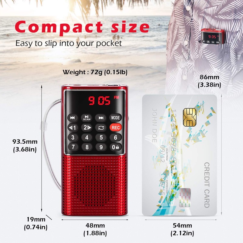PRUNUS J-328 Mini Portable Pocket FM Radio MP3 Walkman Radio