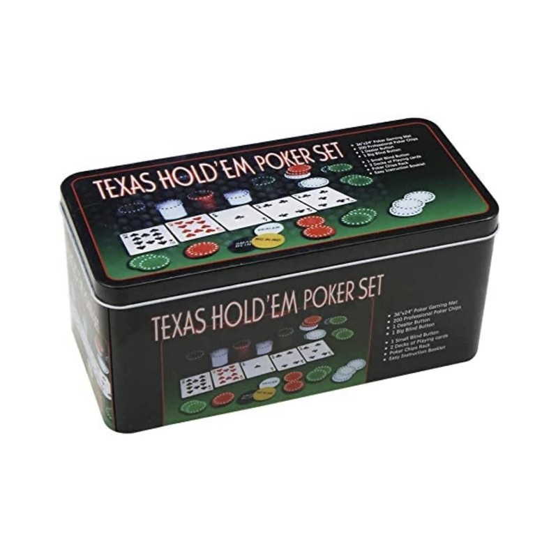 Poker Game Set with Metal Box Complete Fiches + Cards