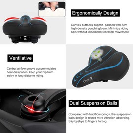 Dripex Gel Bike Seat Bicycle Saddle - Comfort Universal Cycle Saddle Wide Cushion Pad Waterproof for Women Men - Fits MTB Mountain Bike/Road Bike/Spinning Exercise Bikes