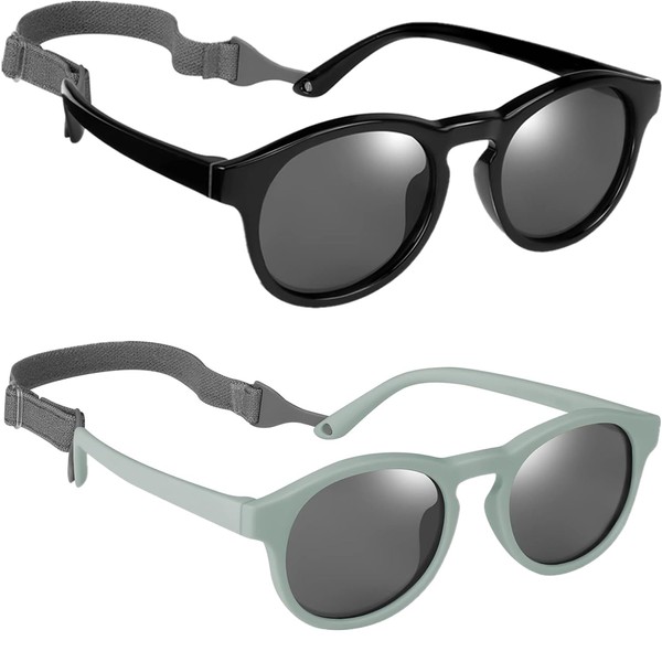 WINDCHASER Baby Sunglasses, 2 Pieces Infant Soft Toddler Sunglasses Polarized