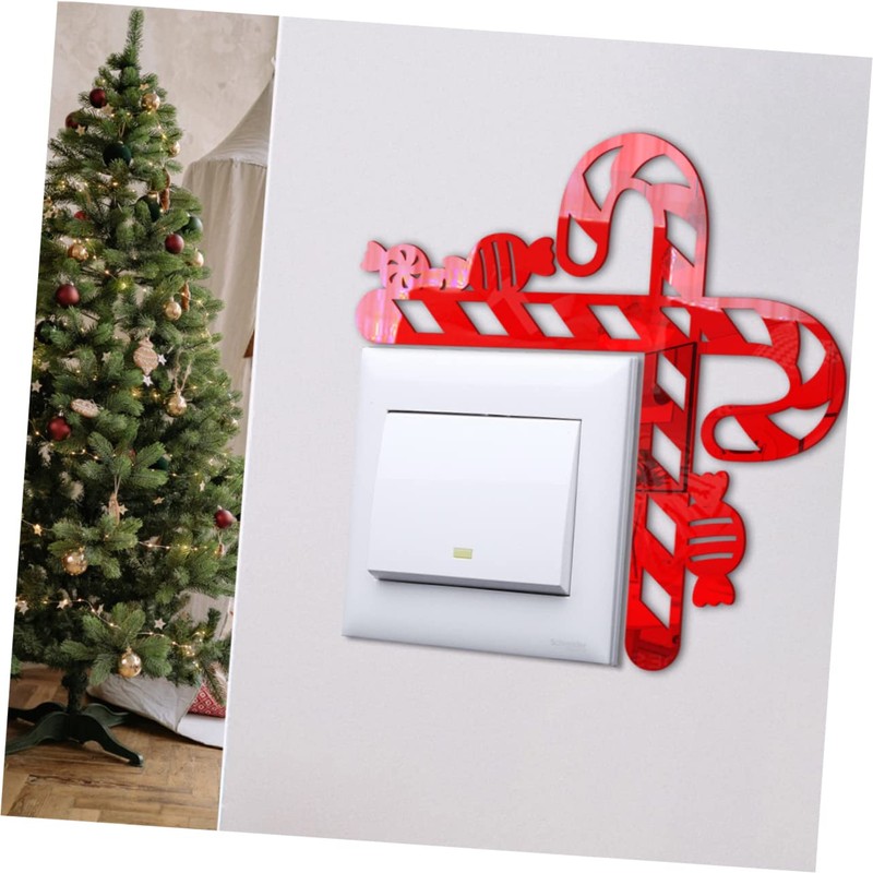 OSALADI 3D Cane Candy Stickers Christmas Window Decals Merry Christmas