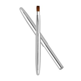 ROWNYEON Lip Brush, Flat Brush, Slide Type, Makeup Brush, Cosmetic Brush, Premium Fiber Bristles, Extendable, Portable, Convenient, Easy to Use, Soft, Gentle on Skin, For Beginners, Gift (Silver)