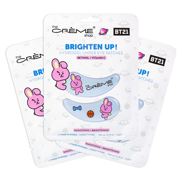 The Crème Shop BT21 “Brighten Up” COOKY Hydrogel Under Eye Patches | Smoothing & Firming (3 Pack)