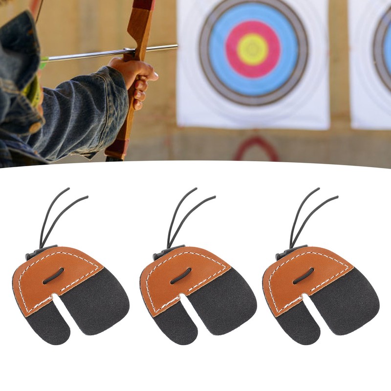 3pcs Archery Finger Tabs Thickened Double Layer PU Leather Archery
