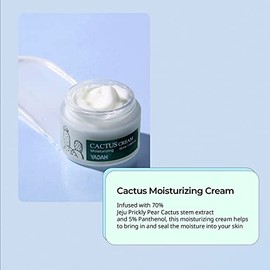 YADAH Crema de cactus 1.69 onzas líquidas – Hidratante facial que forma barrera de humedad para piel seca sensible