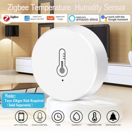 Wireless Hygrometer Room Thermometer:ZigBee Smart Temperature Humidity Monitor with App Alerts,Data Storage & Export,Tuya Zibgee Hub Required,Temperature Humidity Sensor Compatible with Alexa (1-pack)