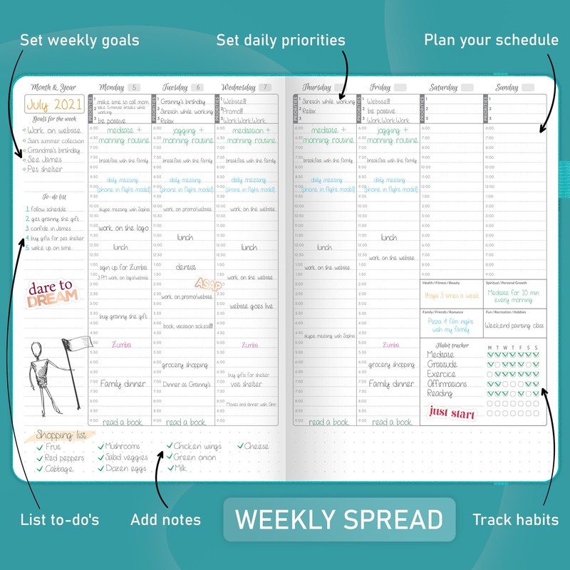GoGirl Weekly Schedule Planner – Hourly Work & Life Planner