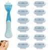 Musiook 12 Pcs Womens Razor Blades with Blue Handle, 3-Layer