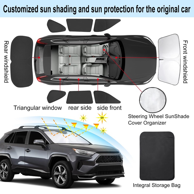 TINGLU Window Shades for Toyota RAV4 2019-2024 2025 Accessories Car