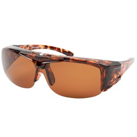 EDWIN EDF-011-8 Flip Up Sunglasses, Polarized Over Glass, Plastic Frame, Brown Demi