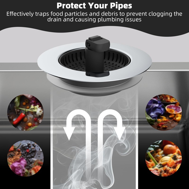 Hibbent 2 Pack Universal 3 in 1 Kitchen Sink Drain