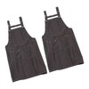 2 Pcs Black Cotton Apron Kitchen Breathable Oil Resistant Apron