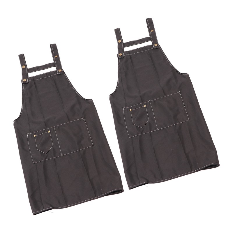 2 Pcs Black Cotton Apron Kitchen Breathable Oil Resistant Apron