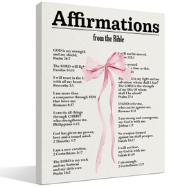 DSHFG Trendy Pink Bow Bible Verse Wall Art Decor for Teen Girls Room College Dorm, Christian Wall Art, Coquette Bow Decor for Home Bedroom Bathroom Kitchen Living Room, 14x11 Inch