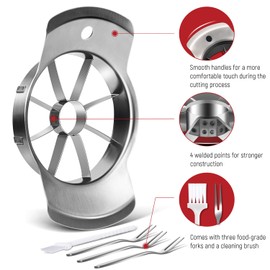 Apple Slicer, ARRITZ Stainless-Steel Apple Cutter 8 Slices, Sharp Blade Apple Corer and Slicer