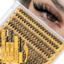 QUEWEL Pestañas Postizas Kit Completo, 320 Pestañas Individuales 30D 40D Longitudes 9-16mm Incluye Pegamento Sellador Pinzas y Aplicador Para Principiantes y Expertos(ZS 30D+40D)