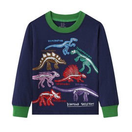 Dinopjs Boy's Pyjamas Set Cotton Long Sleeved Dinosaur Pajamas Christmas Pjs for Kids 3-8 Years Children Clothes Deep-blue