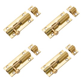 MOROBOR Door Security Slide Latch Lock, 2 inch Barrel Bolt with Solid Heavy Duty Steel, Brass Sliding Door Latch with Screws Slide Door Bolt Lock for Home Yard(Gold-4PCS)