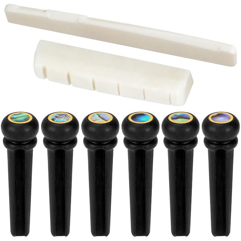 Blisstime 6 String Acoustic Guitar Bone Bridge Saddle and Nut
