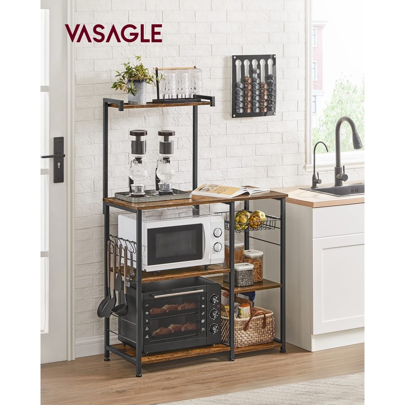 VASAGLE Baker's Rack, Microwave Stand, Kitchen Storage Rack with Wire