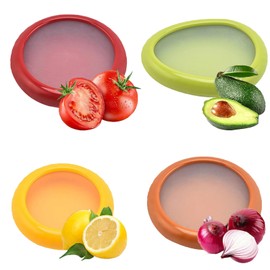 BPTZYLN 4 Pcs Stretch Fresh Trays，Stretch Fresh Onion Storage Vegetable Storage，Avocado Storage Container For Red Onion, Guacamole, Lemon Tomato Saver And Storage Keeper