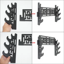 Eforlife 4 Tier Sword Holder Wall Mount Samurai Sword Display Stand Sword Bracket Hanger for Katana Wakizashi and Standard Swords (Classic)