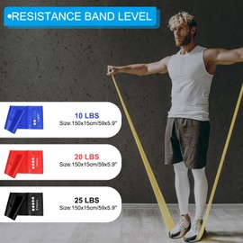 PATIKIL Resistance Exercise Bands, 3 Pack Workout Bands with 10lbs/20lbs/25lbs Strengths Elastic Band for Working Out Home Gym Physical Fitness Yoga, Blue Red Black