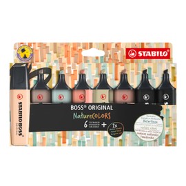 STABILO STABILO - Textmarker - BOSS ORIGINAL NatureCOLORS - 8er Pack - beige, warmgrau, grünerde, siena, schlammgrün, umbra, 2x schwarz