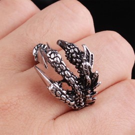 TseenYi Goth Dragon Claw Ring Vintage Dragon Claw Skeleton Ring Silver Dragon Claw Wrap Ring Adjustable Open Wrap Ring Cosplay Cocktail Party Biker Ring Jewellery for Women and Girls Gifts