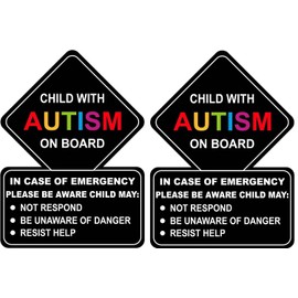2 pcs Child with Autism Awareness Black - 5 inches - Car Truck Decal Sticker. Alert Responders by STICKY DUDE