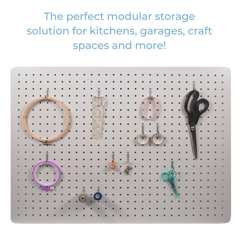 Cathedral Products Peg Board with 12 Hooks - White -