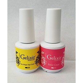 GELIXIR - Soak Off Gel Base & No-Wipe Top Coat - .5 Oz / 15 mL