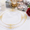 200PCS Clear Gold Plastic Plates for Wedding & Party