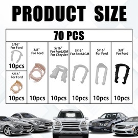 HHZL Fuel Line Retainer Clips, 3/8" & 5/16" Durable Nylon Gas Tank Repair Kit, 7 Size Fuel Line Retaining Clamp Assortment Replacement Kit Compatible with Ford, GM, Chrysler (70PCS)