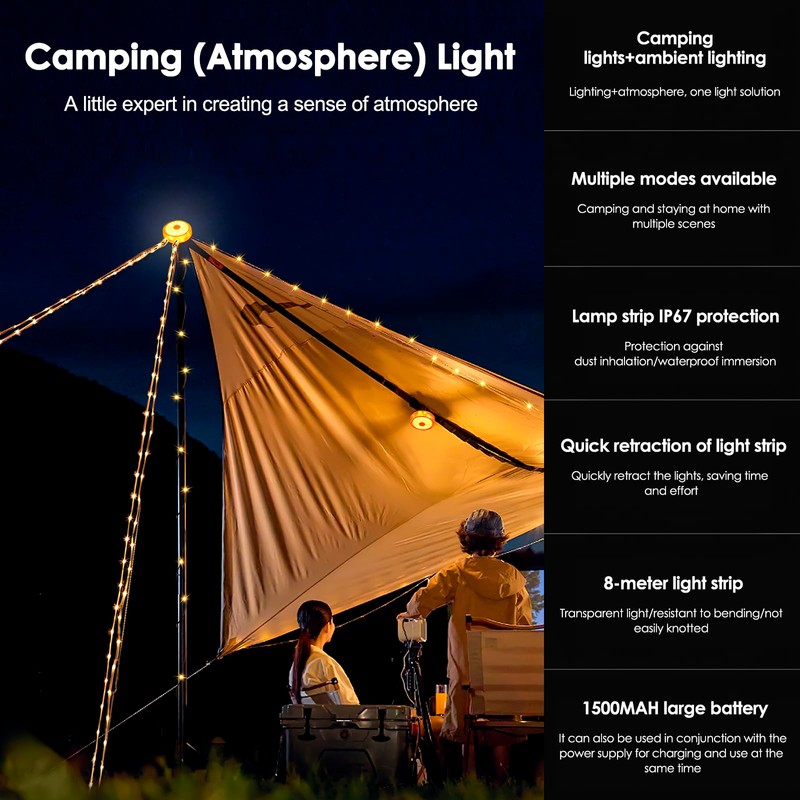 Miawtro Camping Light, Camping Lights with 5 Lighting Modes, Waterproof