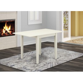 East West Furniture Norden Rectangular Table 30"X48" With 2 Drop Leaves In Linen White Finish, Medium