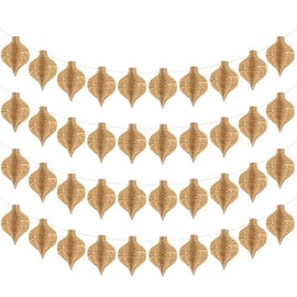 Colarr 4 Pack 3D Christmas Ball Garland Recycled Books Vintage Pages Garland Farmhouse Kraft Newspaper Party Holiday Christmas Strand String Banner for Xmas Library Club Wedding Holiday Decorate