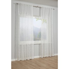 GARDINIA Curtain with Concealed Loops and Tape Sheer Transparent Dolly Voile Curtain with Vine Embroidery Natural 140 x 245 cm