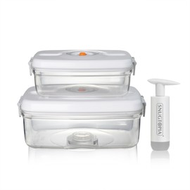 SNUGTOPIA Vacuum Seal Food Storage Containers Set for Meal Pre, Snack, Veigges, Fruits - BPA-Free Kitchen Organizers with Lids, Suitable as Lunch box, Fridge & Dishwasher Safe - 1L+2L