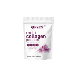 Multi Collagen Peptides Powder - Type l ll lll V X withHyaluronic Acid Biotin & Vitamin C for Firmer Skin StrongerBones & Tougher Nails Unflavored US Made Healthcare Fitness Supplement Hair Healthy Beauty Dietary Edible:_1LB