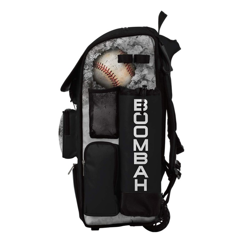 Boombah Superpack Hybrid Rolling Bat Bag - Crusher Black/Gray/White -