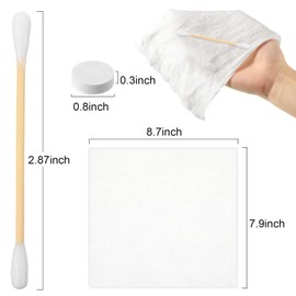 Dansib 500 Cotton Swabs Travel Size Individually Packaged Double Headed Cotton Swabs and 100 Compressed Towels Portable Disposable Mini Compressed Towels Suitable for Travel Hotel Makeup Care