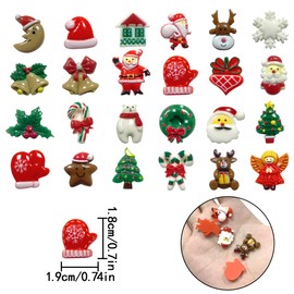 WELANE Christmas Resin Charms, 50 PCS Mini Christmas Santa Claus, Christmas Tree, Bells, Snowflakes Pendants for Christmas Jewelry Making, Craft Supplies (Bulk)