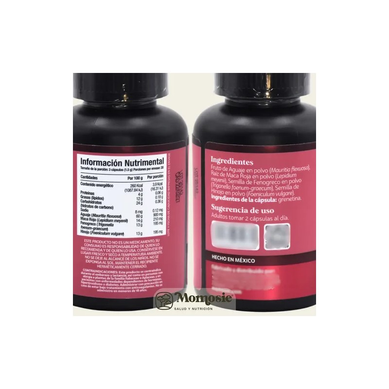 Aguaje Complex 60 Cápsulas Fenogreco + Hinojo + Maca Momosie
