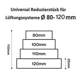 Cooker Hood Pipe Adapter Diameter 80 100 110 120 mm Universal Reducer Ventilation Systems Reducer Exhaust Pipe Cooker Hood Reduction Connector Reduction Pipe Ventilation Duct Transition Ventilation