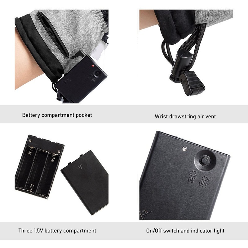 1 Pair Heated Gloves Battery Powered Waterproof Winter Heating Gloves